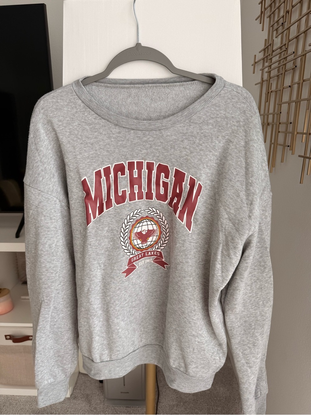Michigan Graphic Crewneck Sweatshirt - Gray & Maroon